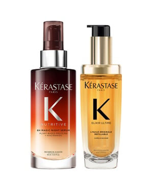 Kérastase Duo: Nutritive 8H Magic Night Serum 90ml & Elixir Ultime Hair Oil 75ml for Dry Hair