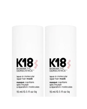 K18 Biomimetic Hairscience Duo: Leave-In Molecular Repair Hair Mask 15ml x 2