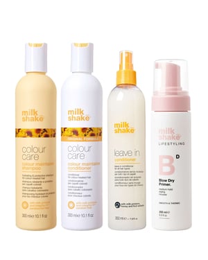 milk_shake Colour Care Set: Colour Maintainer Shampoo 300ml, Conditioner 300ml, Leave-In Conditioner 350ml & Blow-Dry Primer 200ml
