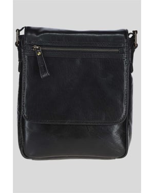 Sleek Real Leather Messenger Bag with Multiple Pockets
