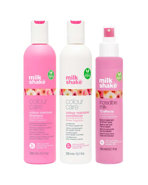 milk_shake Trio: Flower Power Colour Maintainer Shampoo 300ml, Conditioner 300ml and Incredible Milk Flower Fragrance 150ml