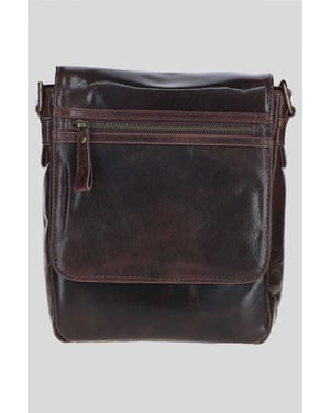 Sleek Real Leather Messenger Bag with Multiple Pockets