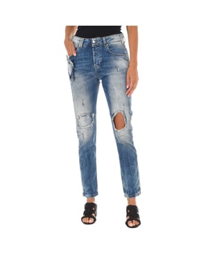 Jeans med lång sliten effekt för kvinnor 10DBF0667