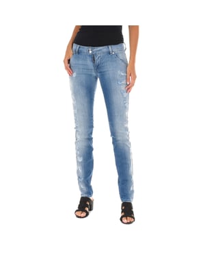 Lång Denim Byxa sliten och sönderriven effekt 10DBF0598 kvinna