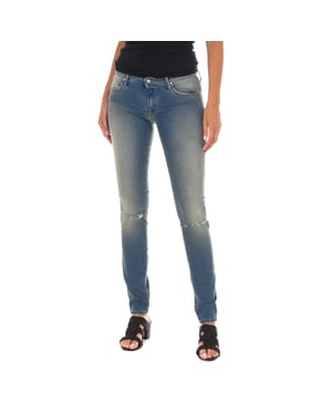 Lång Denim Byxa sliten och trasig effekt 10DB50262 kvinna