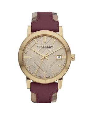 Burberry BU9017 Dameshorloge The City Check Gouden kast dameshorloge