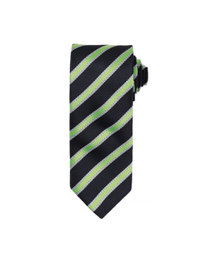 Premier Mens Waffle Stripe Formal Business Tie (Black/Lime)