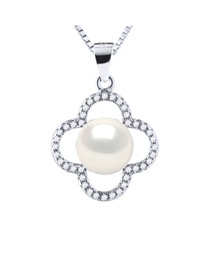 Clover Ketting Freshwater Pearl White 9-10 mm 925