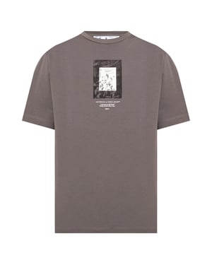 Gebroken witte verfspiegellogo slim-fit grijs T-shirt