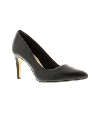 Clarks laina rae leather womens ladies heels court shoes black