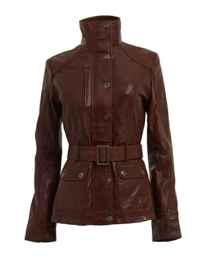 Womens Leather Military-Inspired Biker Jacket-Middleton