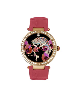 Bertha Camilla Parelmoer horloge met leren band