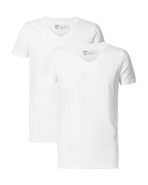 Petrol Industries - Heren 2-pack Basic T-shirts V-Hals - Wit