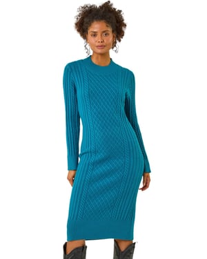 Dusk Cable Knit Midi Jumper Dress