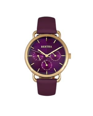 Bertha Gwen lederen band horloge met dag/datum