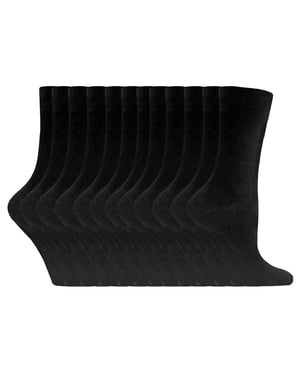 Vanliga bomullsstrumpor för damer | 12 par Multipack | Sock Snob | Tunna bekväma färgglada ankelstrumpor för damer - Svart