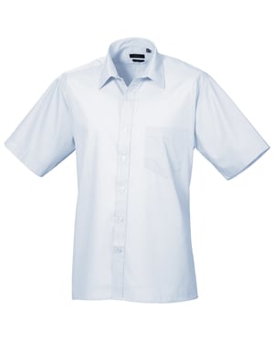 Premier Heren Korte Mouw Formele Poplin Gewoon Werk Shirt (Lichtblauw)