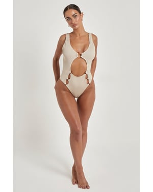 Stone Cut Out Ring Swimsuit