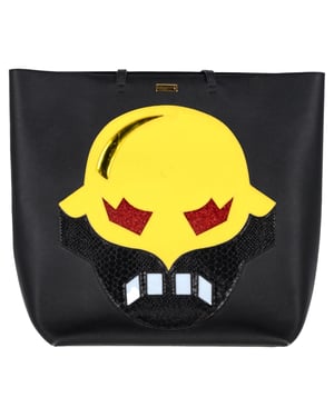 Stella McCartney Superstellaheroes Tote Kanariegul i svart faux läder