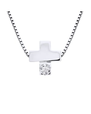 Diamond Necklace CROSS Natural 0.050 Cts 925
