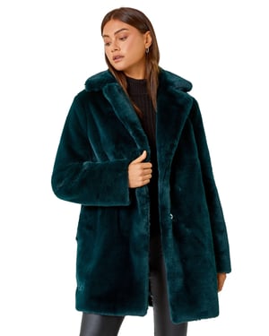 Faux Fur Longline Coat