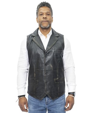 Heren slim klassiek lederen vest-Bristol