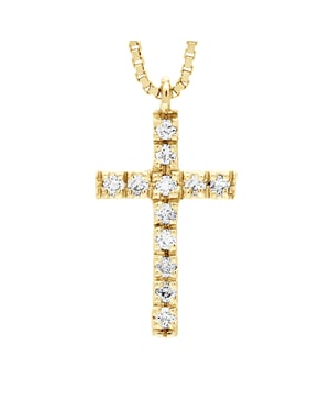 Kruis ketting Diamonds 0.070 Cts Yellow Gold