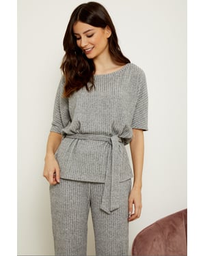 Grey Super Soft Short Sleeve Loungewear Top
