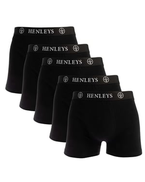 Men's Henleys McBlacken 5 Pack Boxer Shorts in Black