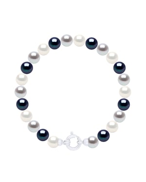 Bracelet Row of Real Cultured Freshwater Pearls Round 6-7 mm
