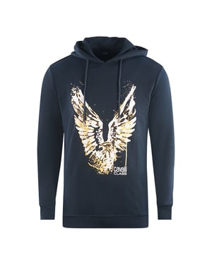 Cavalli Class Golden Eagle Logo Navy Blue Hoodie