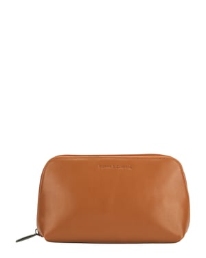 Soft Grain Leather Zip Top Cosmetic Bag