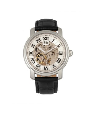 Reign Kahn Automatic Skeleton Leather-Band Watch