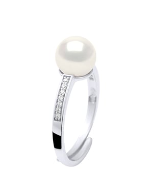 Ring Sieraden - Echte GeCultiveerde Zoetwater Parel Rond 7-8 mm