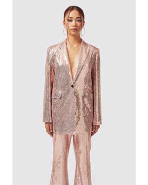 Caladium Slim Fit Pink Sequin Jacket