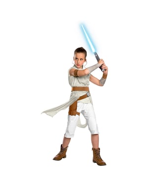 Star Wars Girls Deluxe Rey Suede Costume (White)