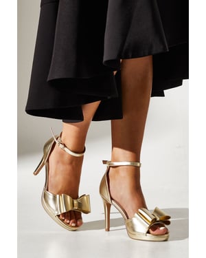 Tala Satin Structured Bow High Heel Platform Sandals
