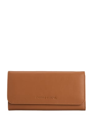 Leather Long Flap Over Closing Purse