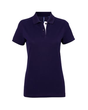 Asquith & Fox Womens/Ladies Short Sleeve Contrast Polo Shirt (Navy/ White)