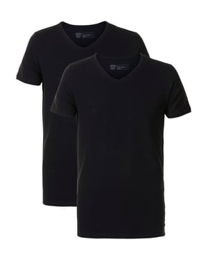 Petrol Industries - Heren 2-pack Basic T-shirts V-Hals  - Zwart