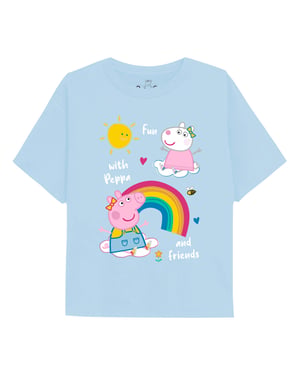 Peppa Pig Meisjes Regenbogen & Vriendjes T-shirt met lange mouwen (Lichtblauw)