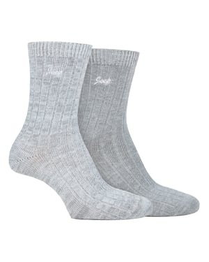 Womens Walking Boot Socks | Jeep | 2 Pack High Performance Polyester Running Socks - Slate / White