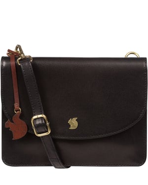 'Cara' Black Leather Cross Body Clutch Bag