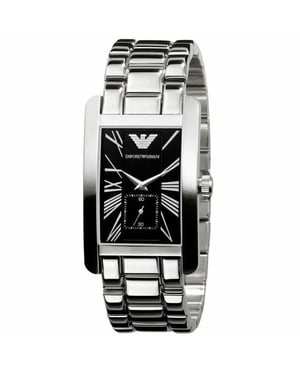Emporio Armani AR0156 Klassiek Zwart Rechthoek Herenhorloge