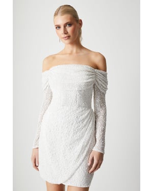 Bardot Long Sleeve Wrap Skirt Mini Dress