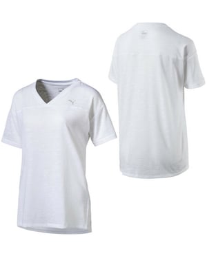 Puma Active Training Dam Boyfriend T-Shirt Tee Top Vit 515714 02 A3B