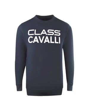 Cavalli Class Large Bold Logo Design Navy Blue Sweatshirt