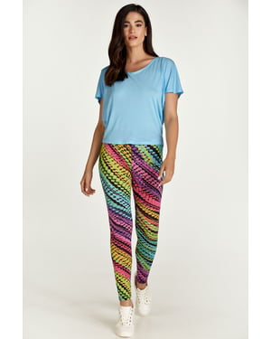 Lila Flerfärgad Mönstrad Leggings