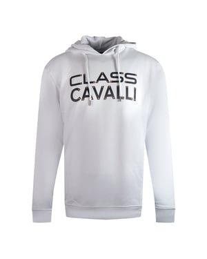 Cavalli Class Reverse Logo White Hoodie