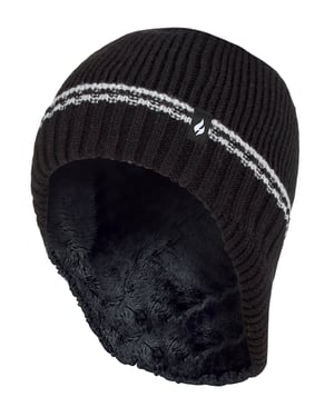 Heat Holders - Boys Patrol Ribbed Bobble Pom Pom Mössa för vintern - Svart